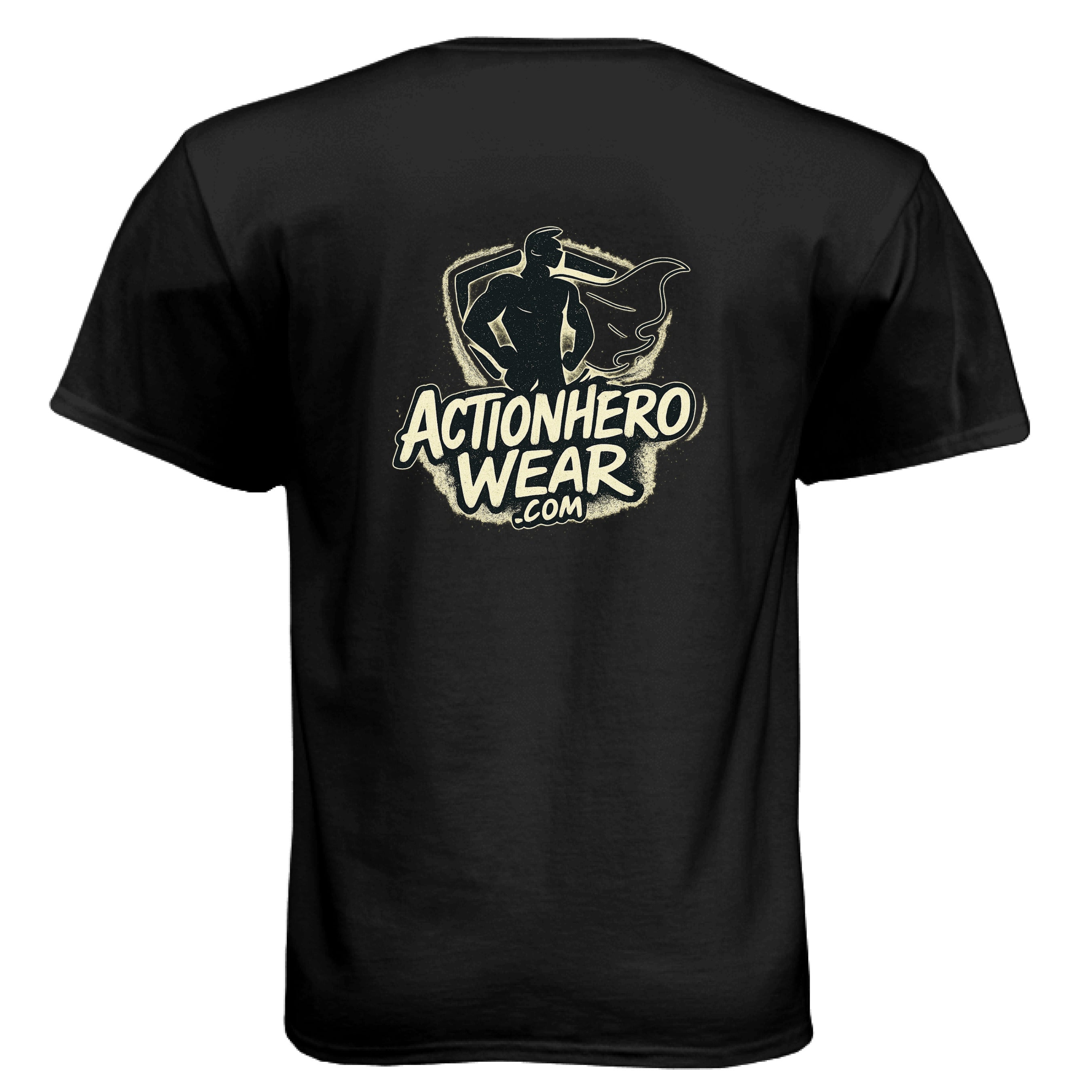 Action Hero Wear Hanes Comfort Soft Cotton T-Shirts, shown in black with a classic crew neck and soft fabric.