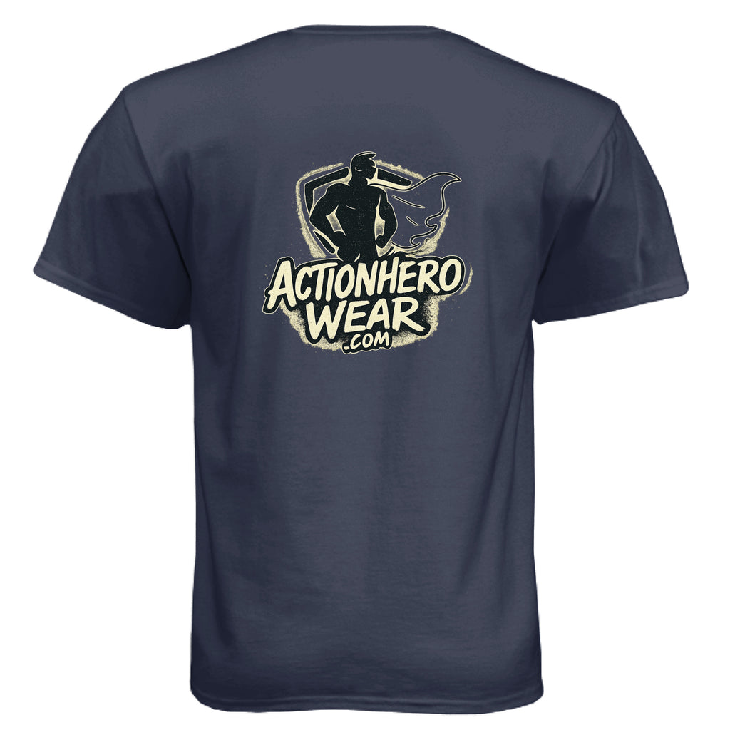 Action Hero Wear Hanes Comfort Soft cotton T-shirts, featuring a ninja-themed graphic on a soft, white casual shirt.