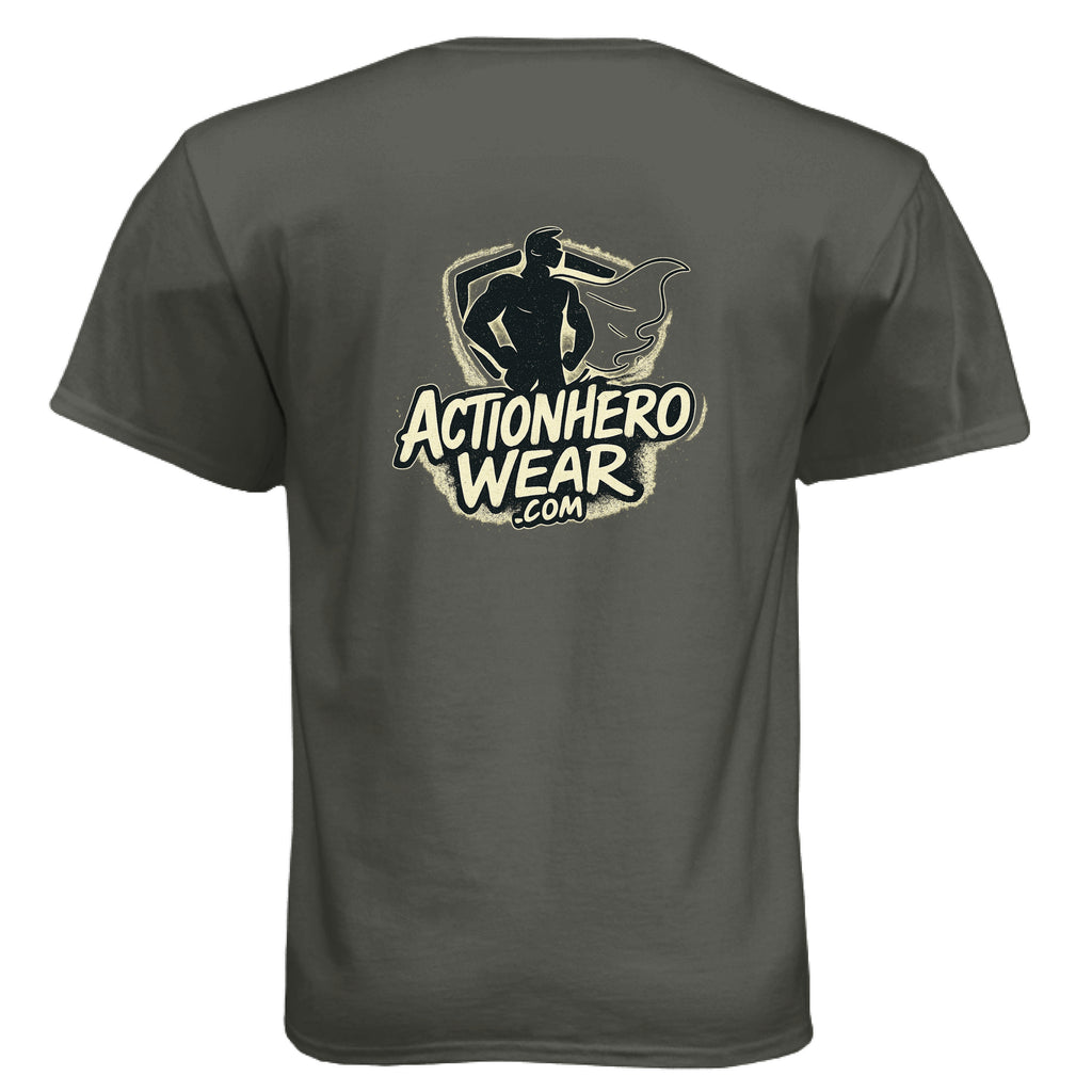 Action Hero Wear  Hanes Comfort Soft cotton T-shirt, featuring a ninja graphic on a black T-shirt with short sleeves.