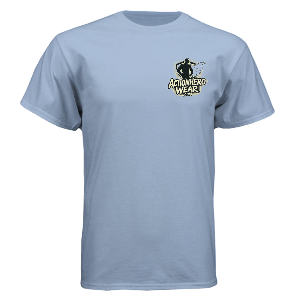 Action Hero Wear Hanes Comfort Soft cotton T-shirt, featuring a ninja-themed graphic design on a soft, comfortable white shirt.