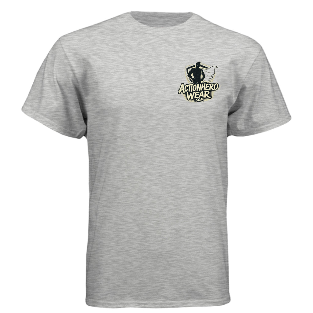 Action Hero Wear Hanes Comfort Soft cotton T-shirt, featuring a ninja-themed design on a white casual t-shirt.